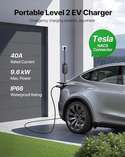 VEVOR Level 2 Tesla Charger, 40 Amp Adjustable Current, 240V Portable Home - Image 2