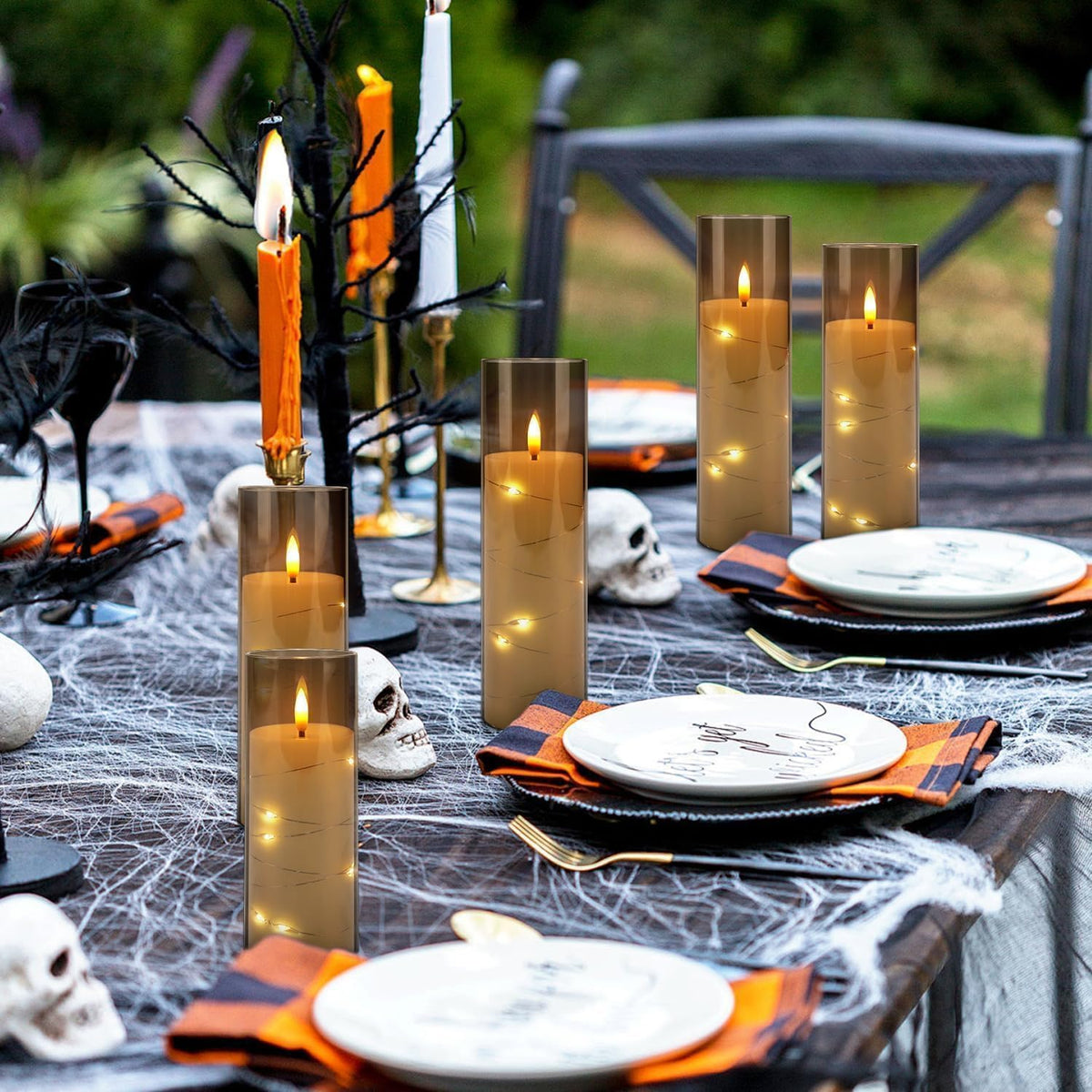 YOROXRG 24 Pack Halloween Decoration Flickering Flameless Candles, Battery Op...