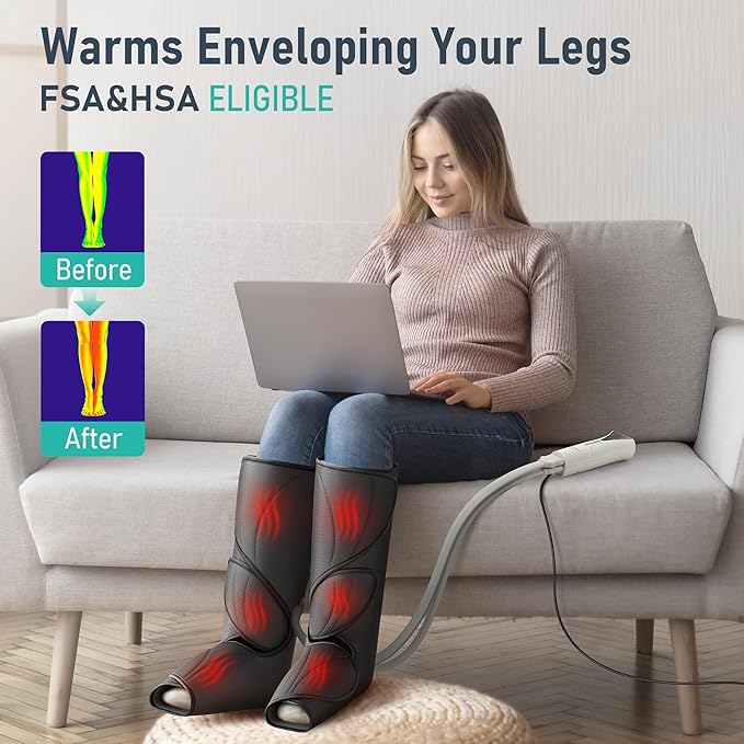 QUINEAR Leg Massager with Heat and Air Compression, Foot and Calf Massager - Image 2