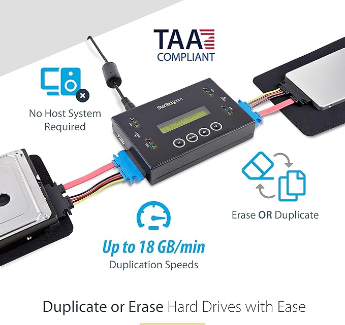 StarTech.com 1:1 Standalone Hard Drive and USB Thumb Drive Duplicator/Eraser - Image 2
