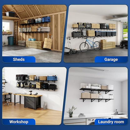 FLEXIMOUNTS 4-Pack 2x4ft 24-inch-by-48-inch Wall Shelf Garage Storage Rack Wall - Image 8