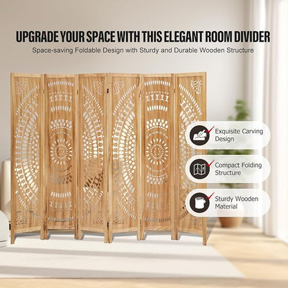 ALeesing 6 Panel Wood Room Divider Fully Assembled, Decorative Room Dividers - Image 5