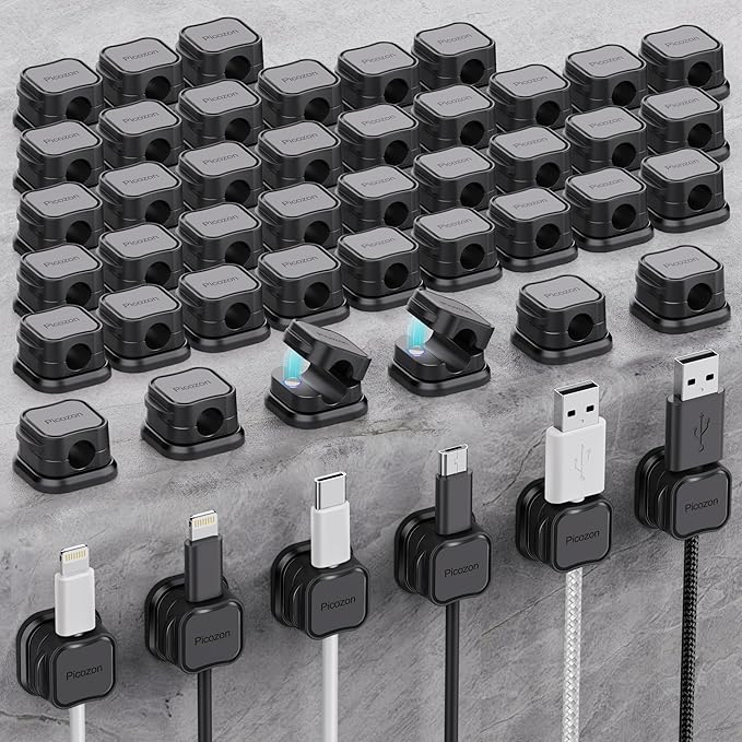 48 Pack Magnetic Cable Clip Organizer Cord Holder, Picozon Adhesive Cable by Picozon