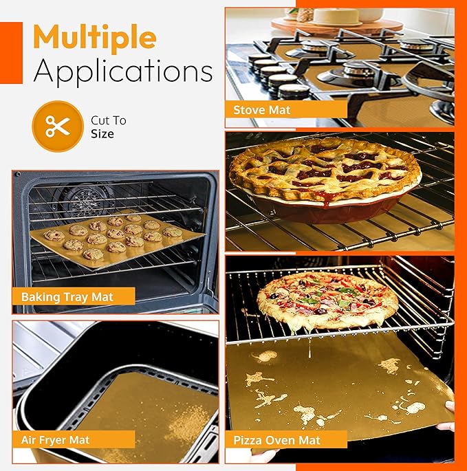 Gold 2 Pack Large Thick Heavy Duty Non Stick Teflon Oven Liners Mat, - Image 7