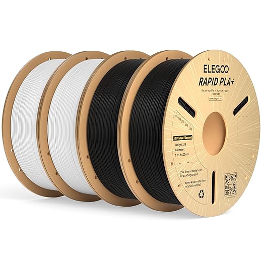 ELEGOO Rapid PLA Plus Filament 1.75mm Black & White 4KG, PLA+ 3D Printer by ELEGOO