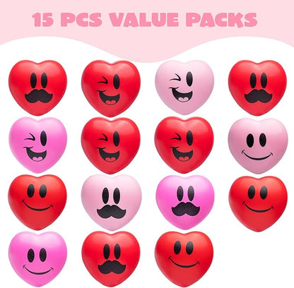 JOYIN 15 Pcs Valentines Day 3 inch Heart Stress Balls Stress Relief Heart - Image 2