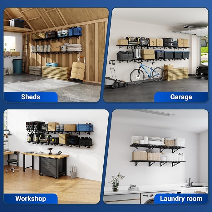 FLEXIMOUNTS 2-Pack 2x4ft 24-inch-by-48-inch Wall Shelf Garage Storage Rack Wall - Image 9