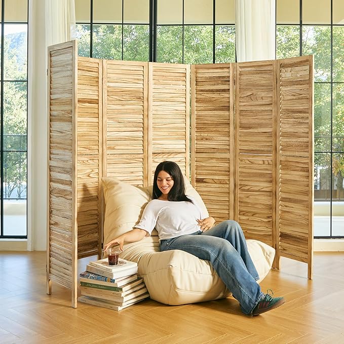 Room Dividers and Folding Privacy Screens, Wood Louvered Separators Divider Wall - Image 3
