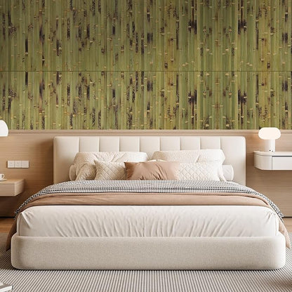 OUZUGIE 1 Pack 96x24 Inch Natural Bamboo Wall Panel – Green Burned Pole Wrap - Image 8