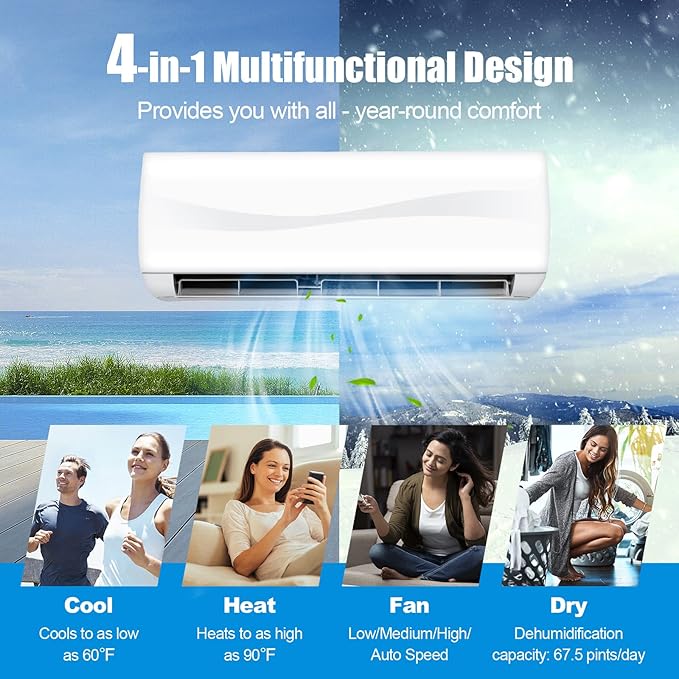 RELAX4LIFE Mini Split Ac/Heating System, 18000 BTU Ductless Mini Split Air - Image 2