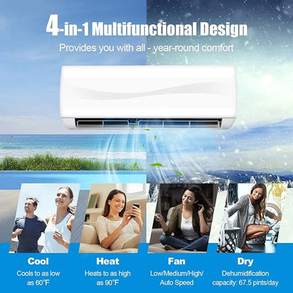 RELAX4LIFE Mini Split Ac/Heating System, 18000 BTU Ductless Mini Split Air - Image 2