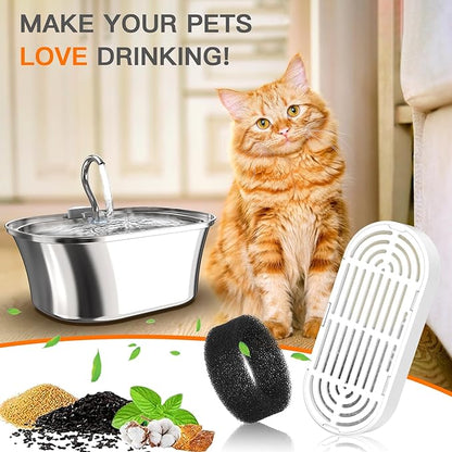 Cat Water Fountain Filters for 108/3.2L& 4L/134oz Stainless Steel Pet Water - Image 7