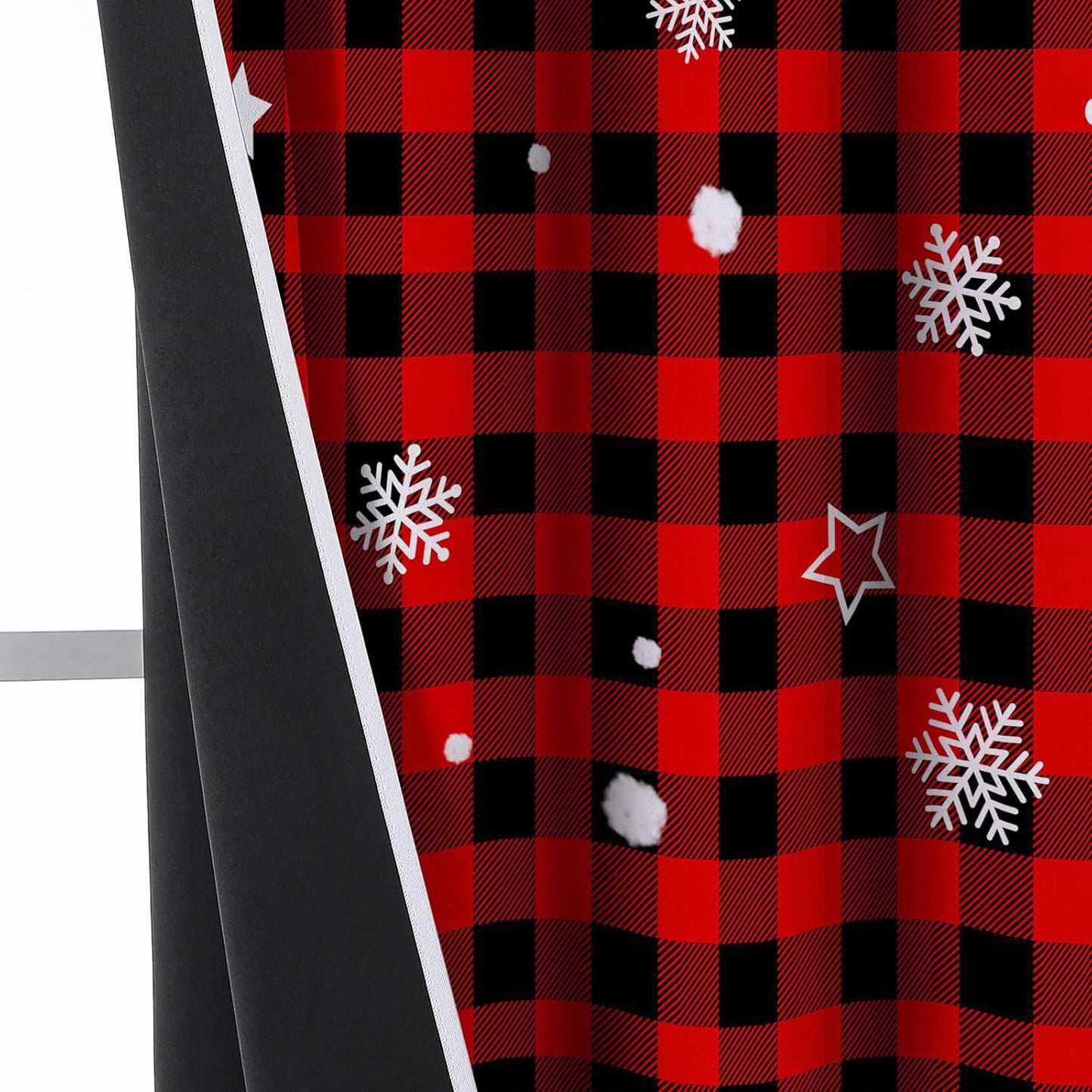 Christmas Curtains 84 Inches Long, Red Plaid Truck Living Room Curtains Room Darkening, Xmas Decor for Home, Noise Reduce Winter Drapes with Grommet for Bedroom, Bathroom, 2 Panels