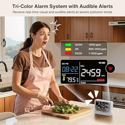 16 in 1 Air Quality Monitor Indoor 10h Battery & 5.5" Display 9 AQI+7 AQI Alerts - Image 5