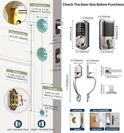 Veise VE06-H Smart Front Door Lock Set, App Control, Keyless Entry Deadbolt - Image 9