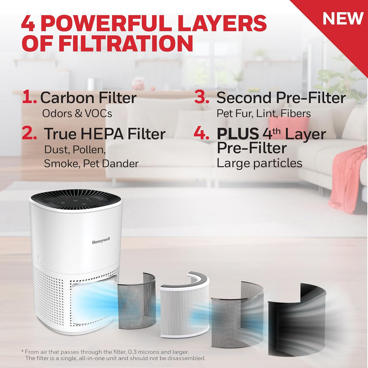 honeywell allergen plus 4-in-1 hepa air purifier for shown in use