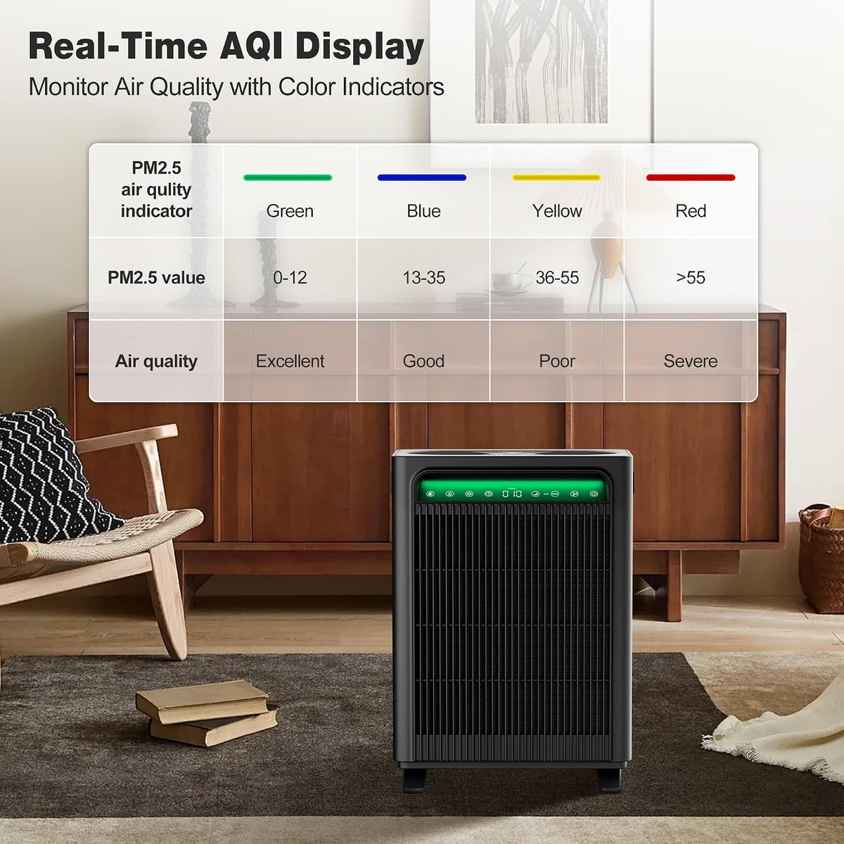 knka air purifiers for home bedroom up to, front angle view
