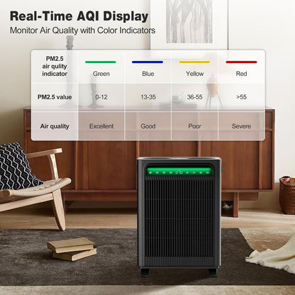 knka air purifiers for home bedroom up to, front angle view