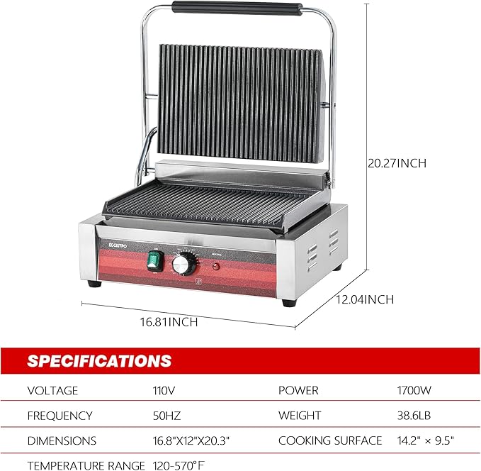 EGGKITPO Commercial Panini Press Grill - Image 5