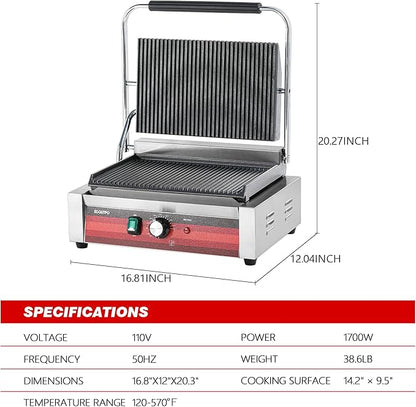 EGGKITPO Commercial Panini Press Grill - Image 5