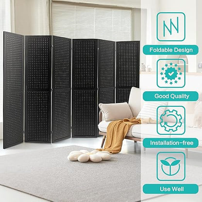 Babion 6 Panel Pegboard Display, Peg Board Room Divider Freestanding Folding - Image 4