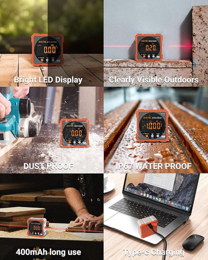 Digital Angle Finder Magnetic Electronic Angle Cube Dual Laser Gauge Digital - Image 5