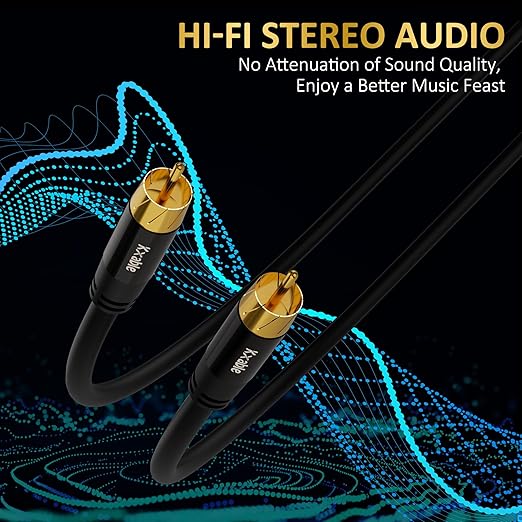 Subwoofer Cable RCA to RCA Audio Cable 12FT, Digital Coaxial Audio Cable - Image 4