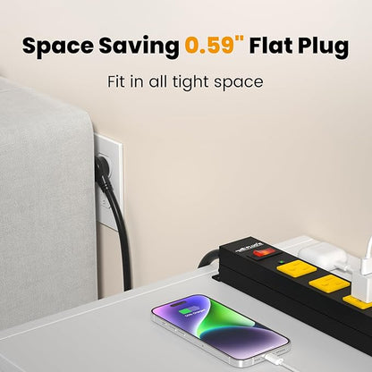 12 Outlet Long Power Strip, 2100 Joules Surge Protector, 6FT Power Cord - Image 6
