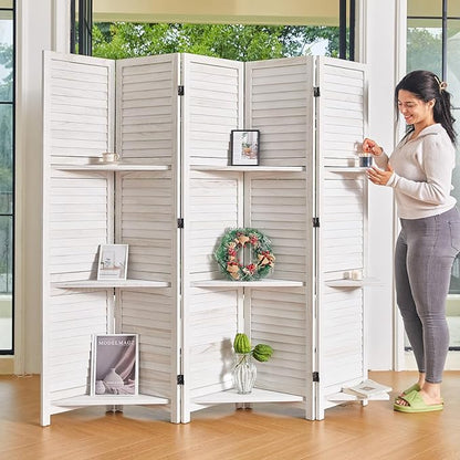 Partition Room Dividers, Folding Wood Privacy Screen by Svimi