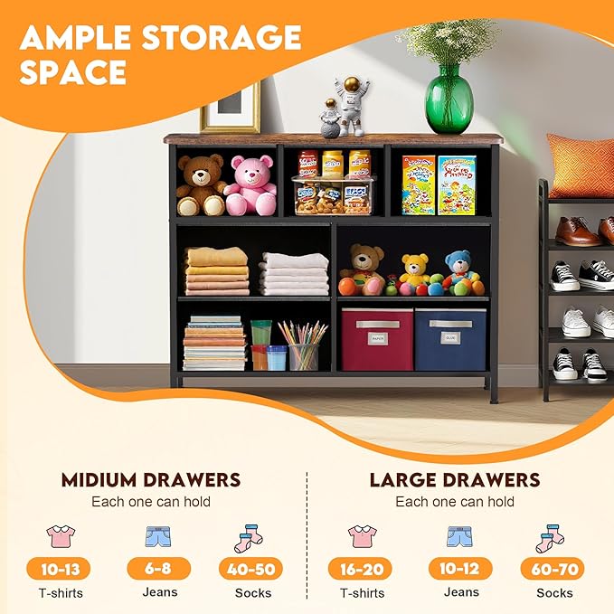 Curved Profile Dresser for Bedroom, Chest of Drawers, 7 Storage Drawers - Image 6