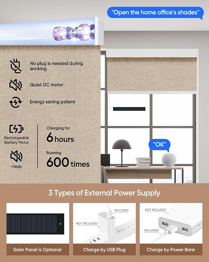 Kincmo Motorized Blinds with Remote, 100% Blackout Motorized Roller Shades Work - Image 5