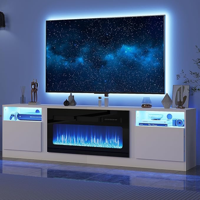 Fireplace TV Stand with 36" Electric Fireplace, LED Light Entertainment Center - Image 9
