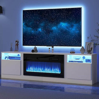 Fireplace TV Stand with 36" Electric Fireplace, LED Light Entertainment Center - Image 9