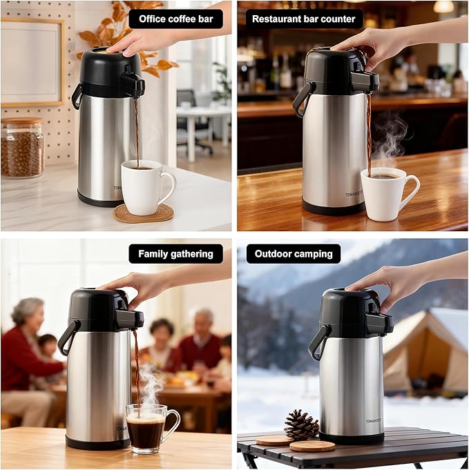Airpot Coffee Carafe for Keeping Hot, 102oz/3L Coffee Dispenser Thermal - Image 7