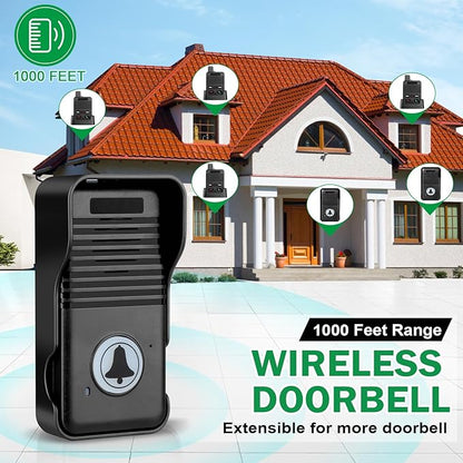Wireless Doorbell, Hands Free Intercom Doorbells 1000ft Range, Full Duplex Two - Image 4