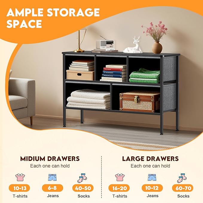 Curved Profile Dresser for Bedroom, Chest of Drawers, 5 Storage Drawers - Image 6