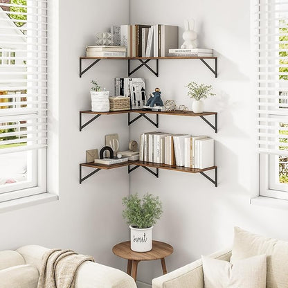 24"W x 12"D Wall Shelves for Books, 12 Inch Deep Floating Shelves Set of 3 - Image 2
