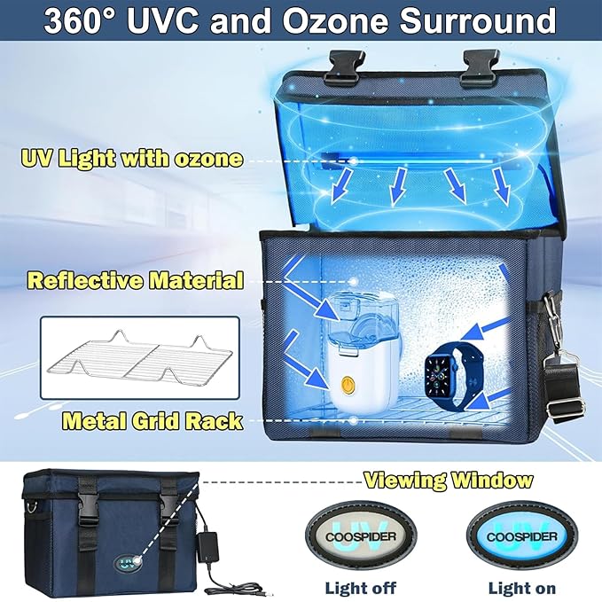 UVC Sanitizer Ozone Box with Timer, Foldable Large Cleaner UV Bag w/strap and - Image 5