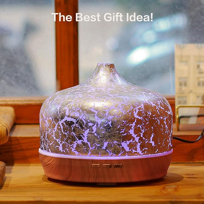 Porseme 500ml Essential Oil Diffuser Silver Plated Glass Aromatherapy - Image 6