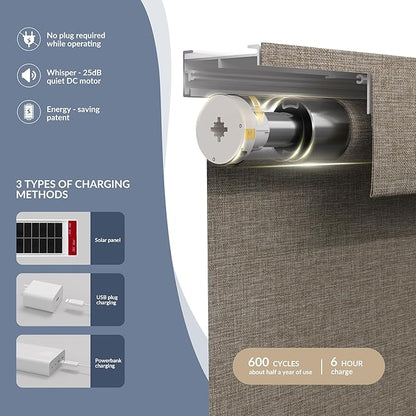Boolegon Motorized Blinds with Remote, Light Filtering Smart Electric Window - Image 2