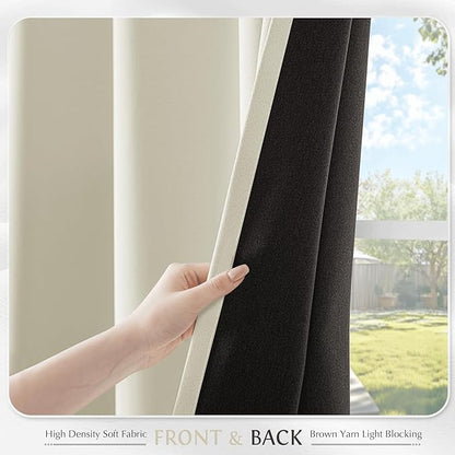 Beauoop Cream 100% Blackout Curtains 54 Inch Long 2 Panels - Image 8