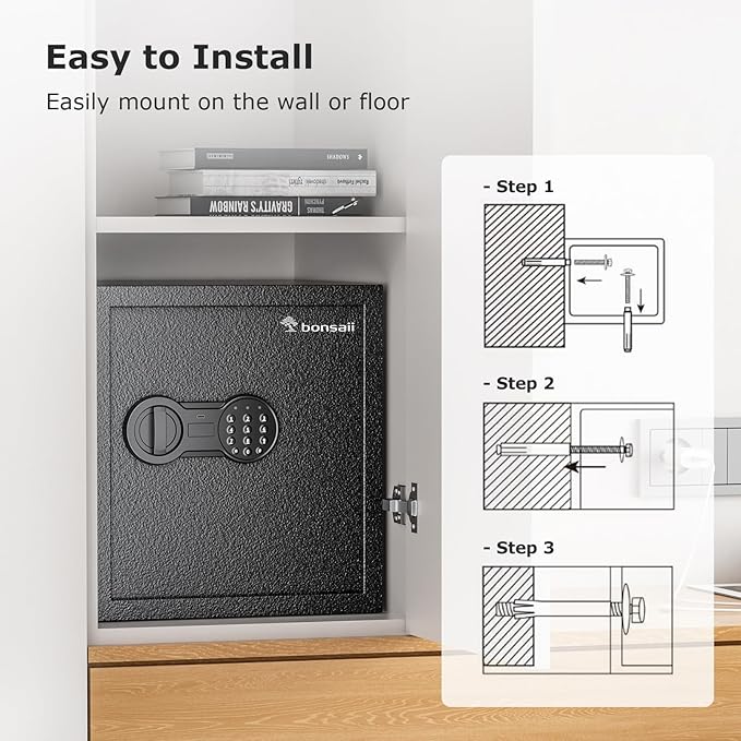 Bonsaii Steel Safe Box with Digital Keypad Lock, 1.2 Cubic Feet Security - Image 8