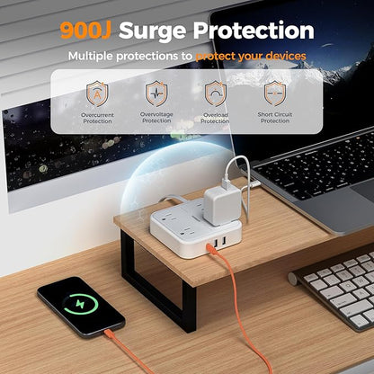TESSAN Surge Protector Power Strip, 5 Ft Flat Plug Extension Cord - Image 3