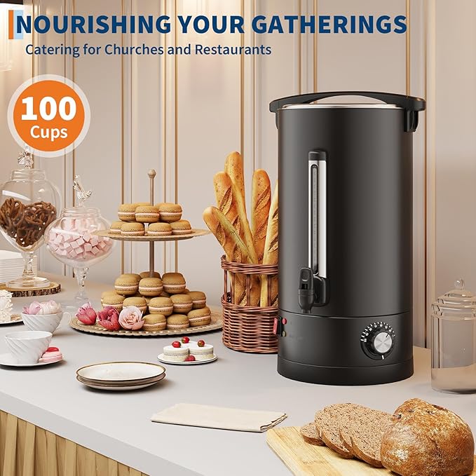 100 Cup Large Coffee Urn with Double Wall Insulation, 14L/3.8 Gallon Stainless - Image 8