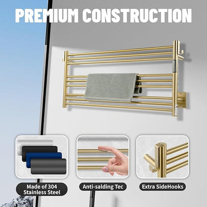 K&KALONZO Towel Warmer for Bathroom, Wall-Mounted 9-Bar Heated Towel Rack - Image 7