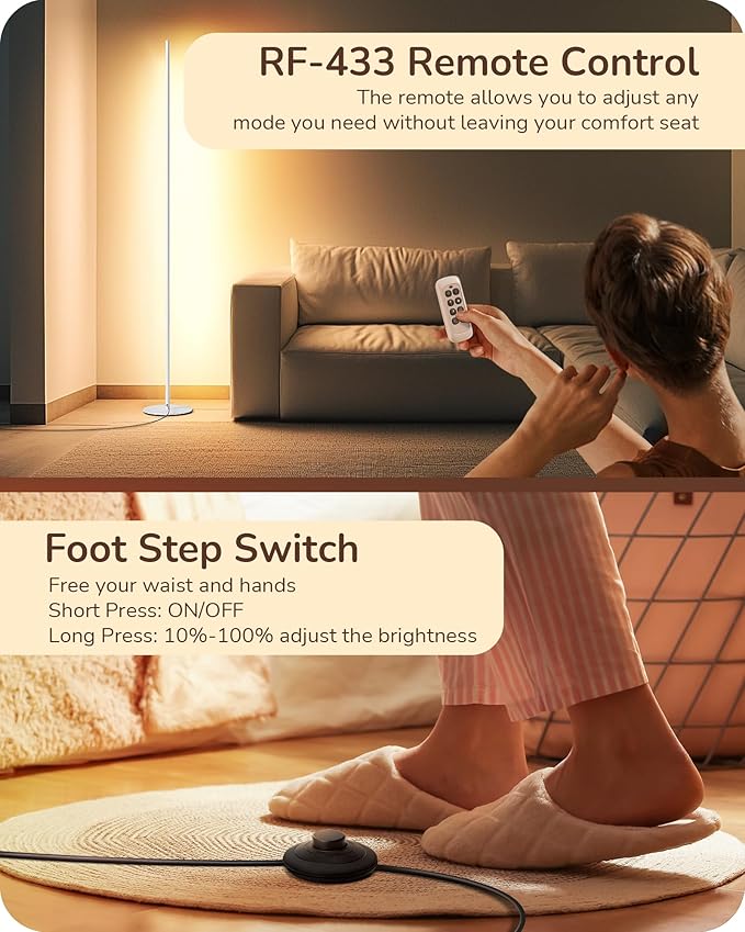EDISHINE Minimalist LED Corner Floor Lamp - Image 4