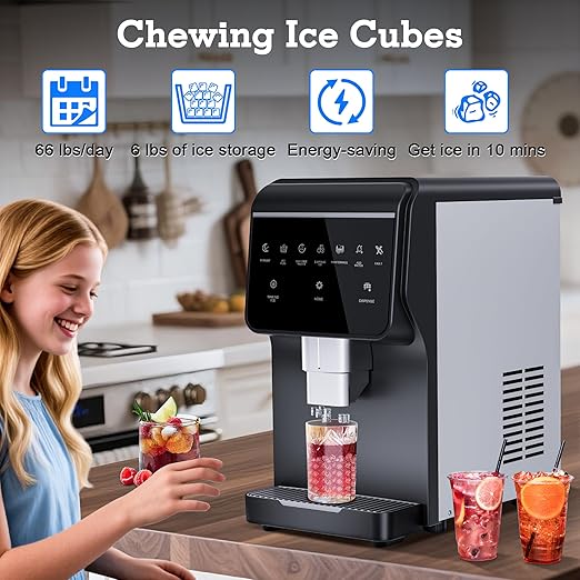 Nugget Ice Maker 66Lbs/24H Chewable Pellet Ice Machine, Built-in 6lbs Ice - Image 3