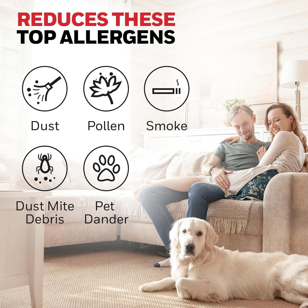 honeywell allergen plus 4-in-1 hepa air purifier for, close-up detail