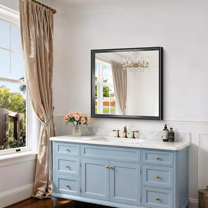Black Bathroom Mirror, 30x30 Square Mirrors - Image 5