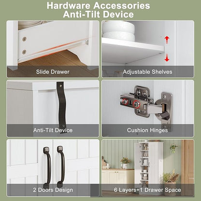 70" Tall Storage Cabinets, Large Wood Storage Pantry Cabinet - Image 5